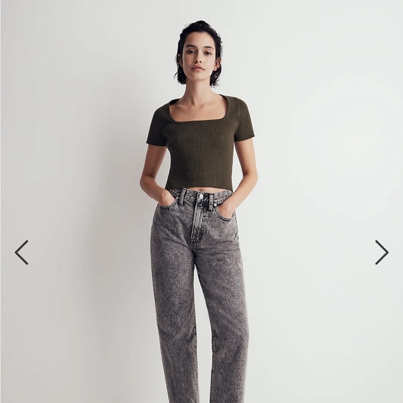 NWT Madewell Square neck sweater crop tee - Picture 4 of 9